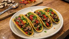 Pilz-Tacos mit gerösteter Paprika – vegan, schnell gemacht und richtig knusprig
