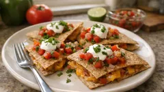 Knusprige vegetarische Quesadillas mit Aprikosen-Salsa – schnell aus der Pfanne