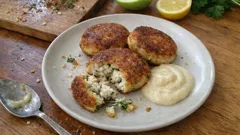 Zanderbuletten auf schwedische Art – mit cremiger Apfel-Honig-Sauce