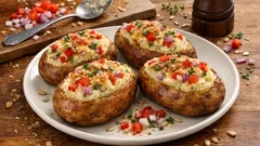 Gefüllte Ofenkartoffeln mit Paprika & Parmesan – cremig innen, knusprig oben