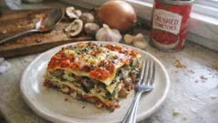 Vegetarische Pilzlasagne aus dem Ofen – mit cremiger Béchamel und knuspriger Kruste