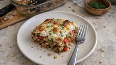 Buchweizen-Gemüseauflauf mit Ziegenkäse: herzhaft, cremig und unkompliziert