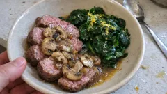 Lammfilet mit Champignons und Spinat – in 30 Minuten mit frischer Zitronensauce