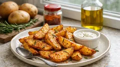 Knusprige Kartoffel-Wedges aus dem Ofen – mit Paprika, Rosmarin und Olivenöl