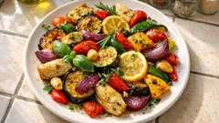 Ofen-Antipasti mit Aubergine, Zucchini & Paprika – herrlich würzig und gut vorzubereiten