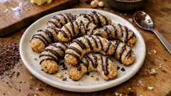 Vanille-Schokokipferl: mürbe Haselnusskipferl mit feinem Schoko-Finish