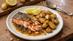 Gebratener Saibling mit Ofenkartoffeln – so wird der Fisch in der Pfanne richtig saftig