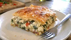 Gemüse-Feta-Auflauf mit Yufka: knusprig wie Börek, cremig gefüllt aus dem Ofen