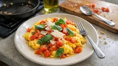 Tomaten-Omelett mit Basilikum und Parmesan – in 20 Minuten fertig