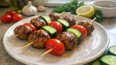 Hackbällchen-Spieße mit Gurke & Tomaten – schnelles Fingerfood fürs Buffet