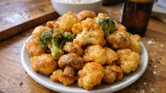 Knuspriges Gemüse-Fondue im Bierteig – vegetarisches Partyessen in 15 Minuten