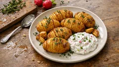 Kartoffelfächer aus dem Ofen: knusprig, zart – mit Radieschen-Frischkäse