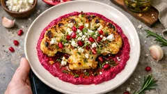 Blumenkohlsteaks aus der Heißluftfritteuse – mit cremigem Rote-Bete-Dip