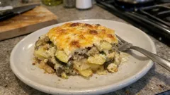 Kartoffelauflauf mit Zucchini und Champignons – cremig, unkompliziert und goldbraun