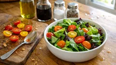 Bunter Tomaten-Blattsalat – schnelle Vinaigrette, die immer gut gelingt