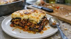 Moussaka wie in Griechenland: würziger Auberginen-Hack-Auflauf mit Käse-Béchamel
