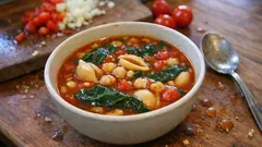 Tomaten-Gemüsesuppe mit Kichererbsen und Nudeln – schnell, sättigend und aromatisch