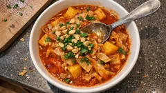 Scharfes Weißkohl-Curry aus einem Topf – mit Kartoffeln und Erdnuss-Crunch