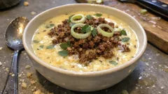 Cremige Käse-Lauchsuppe mit Hackfleisch – in 30 Minuten auf dem Tisch