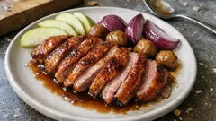 Ofenente mit Äpfeln und Maronen – saftig, knusprig und mit Bräter-Sauce