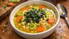 Graupensuppe mit Curry, Möhre & Lauch – herzhaft, vegetarisch und ganz einfach