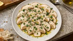 Steinpilz-Carpaccio in 10 Minuten – mit Zitrone, Olivenöl und etwas Parmesan