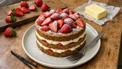 Erdbeer-Vanille-Torte mit Vollkorn-Biskuit – sommerlich, cremig und gut vorzubereiten