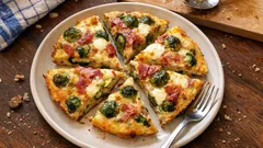 Rosenkohl-Frittata aus dem Ofen – mit Mozzarella und Parmaschinken, schnell gemacht