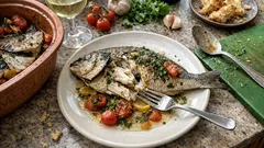 Dorade im Römertopf mit Tomaten – so bleibt der Fisch im Ofen herrlich saftig