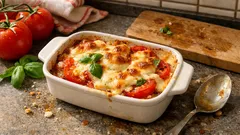 Tomaten-Mozzarella-Auflauf aus dem Ofen – cremig, saftig und in 30 Minuten fertig