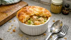 Chicken Pot Pie mit Lauch – cremige Füllung unter knusprigem Blätterteigdeckel
