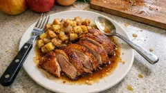 Knusprige Ofenente mit Apfel-Zwiebel-Füllung – saftig und unkompliziert im Bräter