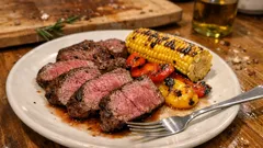 Rinderfiletsteaks mit gegrilltem Mais & Paprika – so bleiben sie saftig und aromatisch