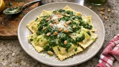 Ricotta-Ravioli mit grünem Pesto – so gelingen sie wie in einer guten Trattoria