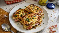 Schinken-Käse-Toast in Ei gebraten – außen knusprig, innen saftig