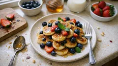 Mini-Pancakes mit Heidelbeeren und Honig – so werden sie besonders fluffig