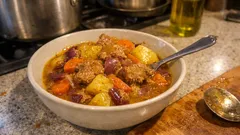 Schweinegulasch aus dem Bräter: Safran und Pflaumen für eine besonders runde Sauce