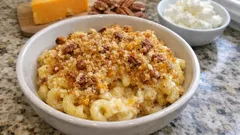 Käse-Makkaroni aus dem Ofen: cremig mit knusprigen Pekannuss-Bröseln