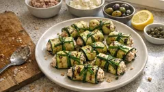 Zucchiniröllchen mit Thunfisch-Ricotta – leichtes Fingerfood vom Grill