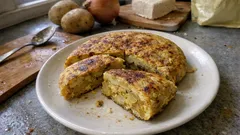 Vegane Tortilla de Patatas: außen goldbraun, innen saftig – ganz ohne Ei