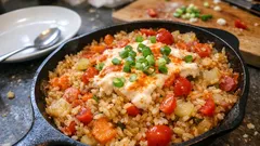 Gemüse-Reis-Pfanne aus dem Ofen: saftig, würzig und fast ohne Abwasch