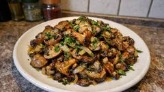 Gebratene Pilze mit Zwiebeln und Kräutern – so werden sie in der Pfanne richtig aromatisch