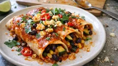 Gemüse-Enchiladas aus dem Ofen: würzig gefüllt, mit Feta überbacken und schnell gemacht