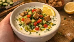 Kalte italienische Gemüsesuppe mit Joghurt – cremig, frisch und ohne Kochen