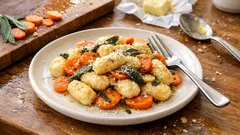 Low-Carb-Quarkgnocchi mit Salbeibutter und Möhren – schnell, saftig, unkompliziert