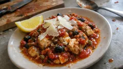 Mediterranes Fischragout mit Tomaten und Oliven – schnell und trotzdem aromatisch