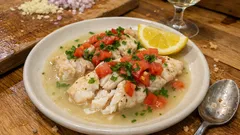 Saftiges Zanderfilet aus dem Ofen – mit Tomaten und milder Weißweinsauce