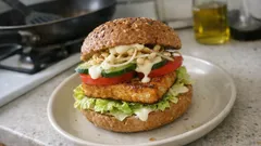 Tofu-Burger mit Sojasprossen: krosse Patties, frischer Crunch und ganz einfach gemacht