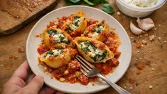 Gefüllte Muschelnudeln mit Spinat & Ricotta – einfach im Ofen überbacken