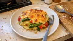 Kartoffelgratin mit grünem Spargel: cremig, goldene Käsekruste und schnell im Ofen